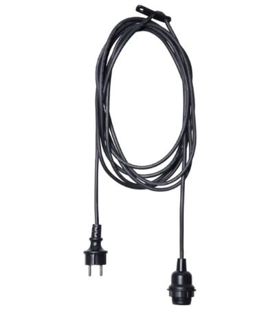 Lambipesa koos juhtmega, E27 must 2,5m