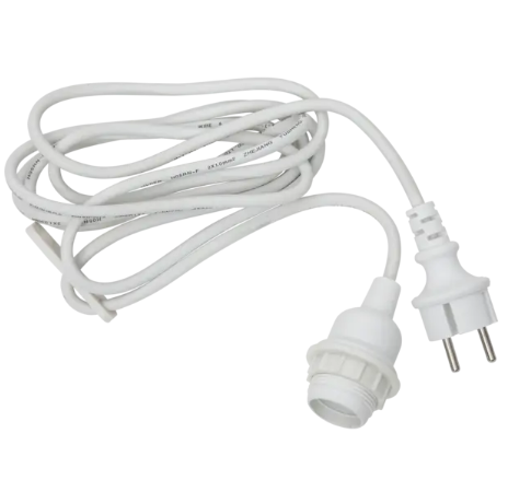 Lambipesa koos juhtmega, E27 valge 2,5m IP44