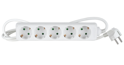 Pikendusjuhe 5pesa 1,5m 3x1,5 valge IP20