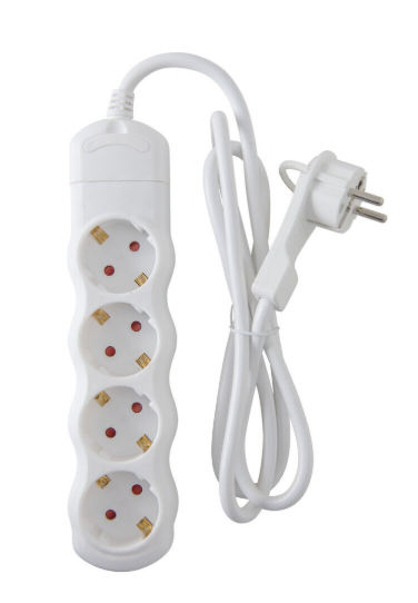 Pikendusjuhe 4 pesa 3m 3x1,5 valge IP20