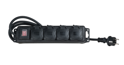 Pikendusjuhe 3m 4pesa +lüliti IP44 must