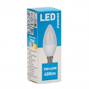 LED lamp E14, 5W, küünal