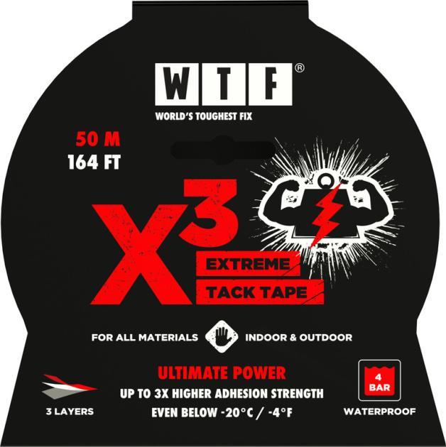 Teip, niiskuskindel, 50m, must