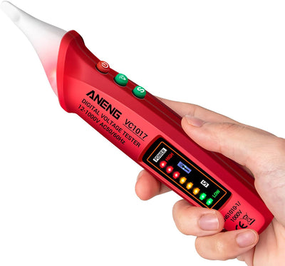 Pingetester 12...1000VAC LED taskulamp punane