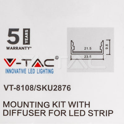 LED alumiiniumprofiil pp 23,5x9,8 2m must IP20