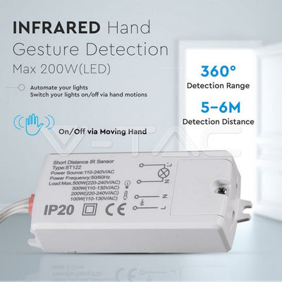 Viipelüliti 110-240V 5A 5-6cm must süv. IP20 20000h