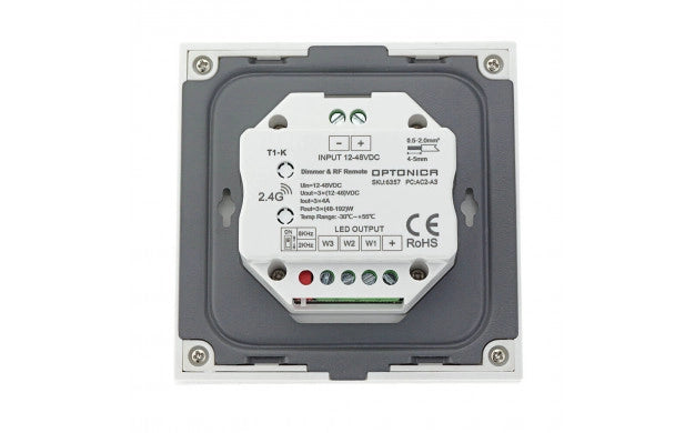 LED-himmennin, syvä, 12V/24V, 3-kanavainen, 12,5A, IP20, valkoinen