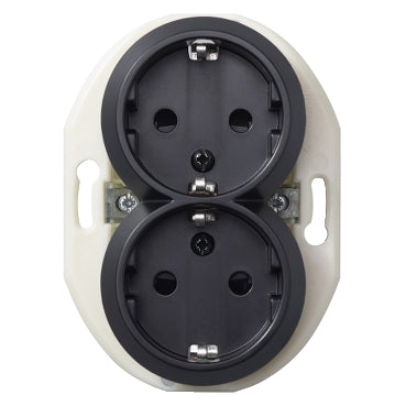 RENOVA süv. pistikupesa 2x ümmargune must