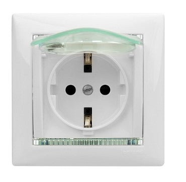 Valena pistikupesa IP44 kaanega valge