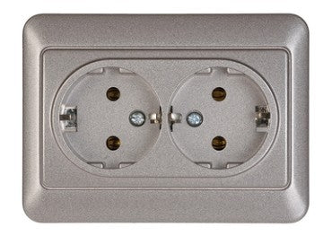 Europesa 2x süvistatav, hõbe metallik, 16A IP20