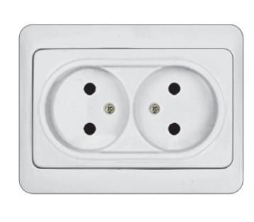 Pistikupesa maanduseta 2x süvispaigaldatav, valge