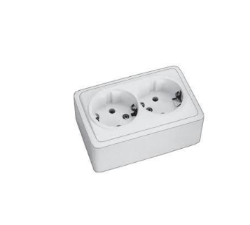 Pistikupesa maandusega 2-ne pinapealne valge