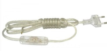 Pistiku ja lülitiga juhe 2m läbipaistev 2x0,75mm2