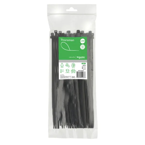Kaabliside UV-kindel 250×4,8 mm must 100 tk/pk