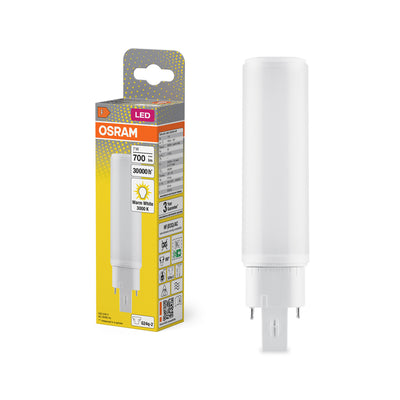 LED kompaktlamp G24q-2 7W 700 lm 3000K 143 mm 220...240V valge