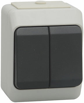 Impulsslülit 2-ne pinnapealne hall/must IP44