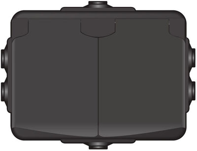 Pistikupesa pinnapealne, must, IP44