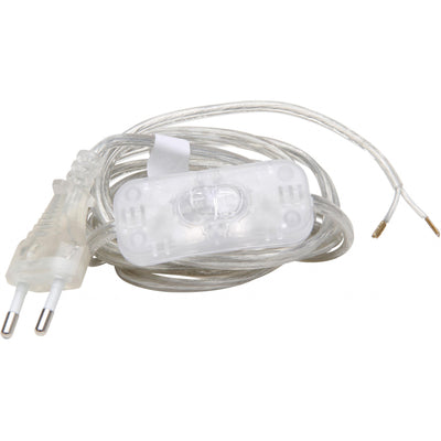 Pistiku ja lülitiga juhe 2m läbipaistev 2x0,75mm2