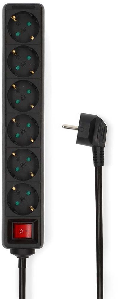 Pikendusjuhe 3m 6pesa+lüliti IP20 must