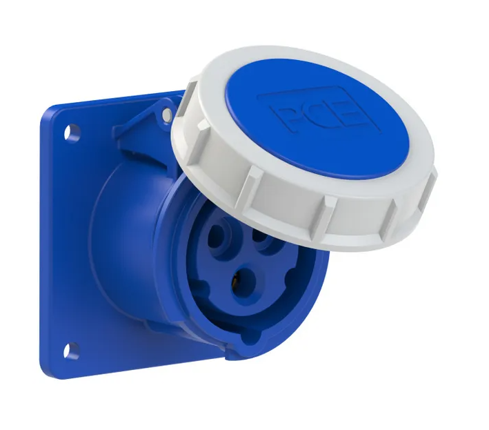 Suojattu pistorasia suora 16A 3P 6H 230VAC IP67 (75x75)