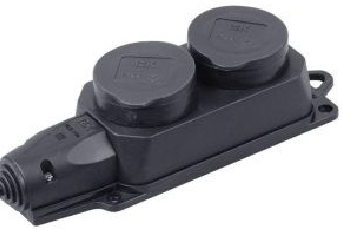 Jätkupesa 2-ne maandusega 16A must IP44