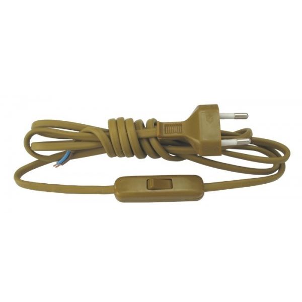 Pistiku ja lülitiga juhe 2m kuldne 2x0,75mm2