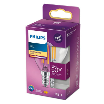 LED lamp E14 P45 6,5W 806 lm 2700K filament