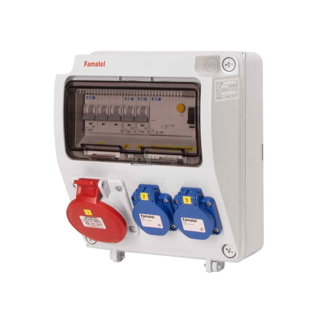Vooluvõtukeskus 16A CEE pesa + 2×230V Schuko pesa, IP44