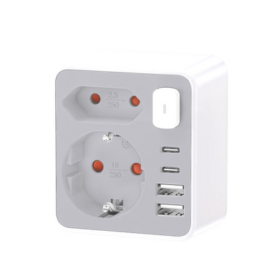 Harupesa 2x230V + 2xUSB-C + 2xUSB-A Laadimisavadega