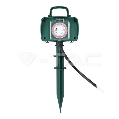 Aiapikendusjuhe maavardaga 2-ne taimeriga 3 m 3G1,5 mm² IP44 roheline