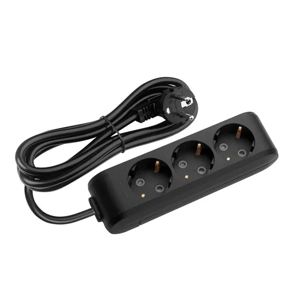 Pikendusjuhe 3 pesaga 3 m 3G1,5 mm² IP20 must