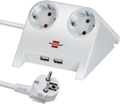 Lauapikendusjuhe 2 pesaga ja 2×USB 1,8 m H05VV-F 3G1,5 mm² IP20 valge