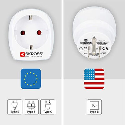 Reisiadapter USA pistik/europesa 16A 100-240V AC 50/60Hz 65W valge