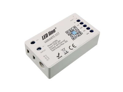 LED-kontroller 12–24 V, 4 × 4 A, CCT, Wi-Fi Tuya + RF