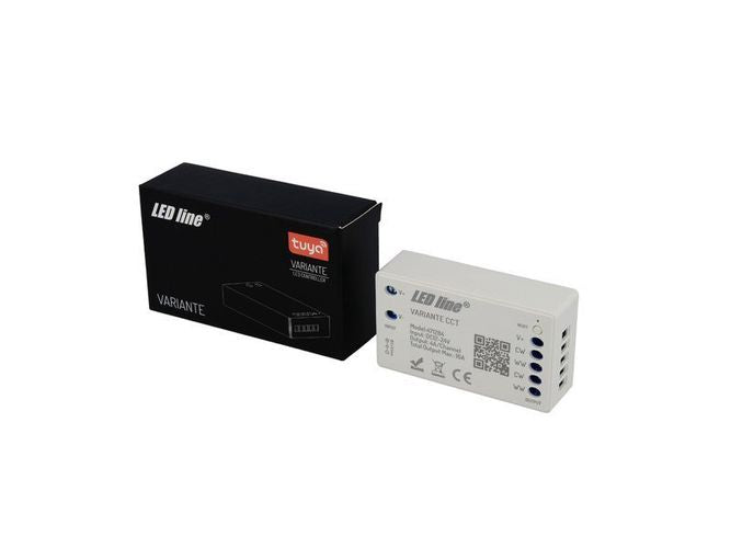 LED-kontroller 12–24 V, 4 × 4 A, CCT, Wi-Fi Tuya + RF