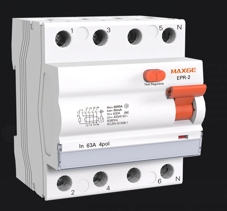 Rikkevoolukaitselüliti 4P (3P+N) 40A 6kA Rikkevoolukaitselülitid