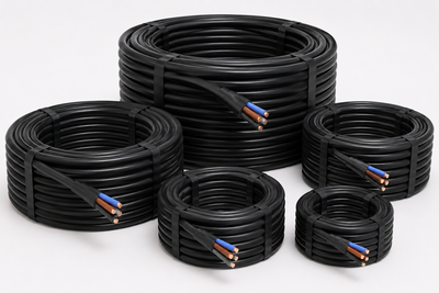 4-soonelised mustad kummikaablite rullid