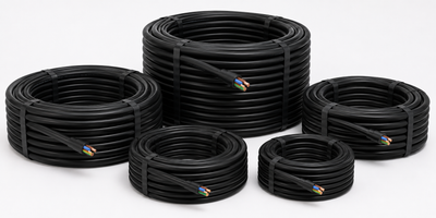 3-soonelised mustad kummikaablite rullid