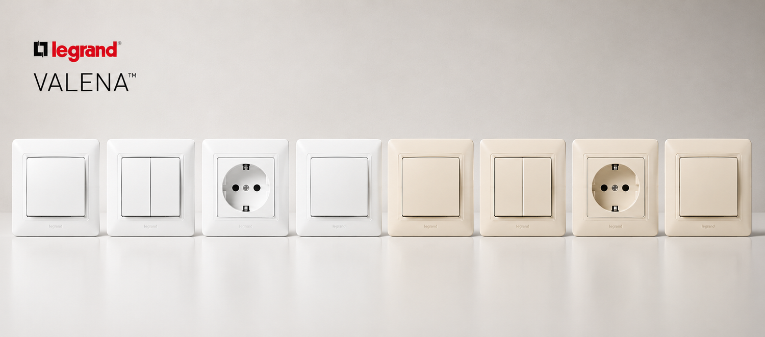 Legrand Valena pistikupesad ja lülitid valges ning beežis toonis Elektripood.ee e-poes.