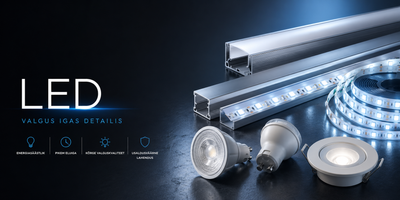 LED-ribad, LED-profiilid, toiteplokid, kontrollerid ja muud LED-valgustuse paigaldus- ning juhtimistarvikud.