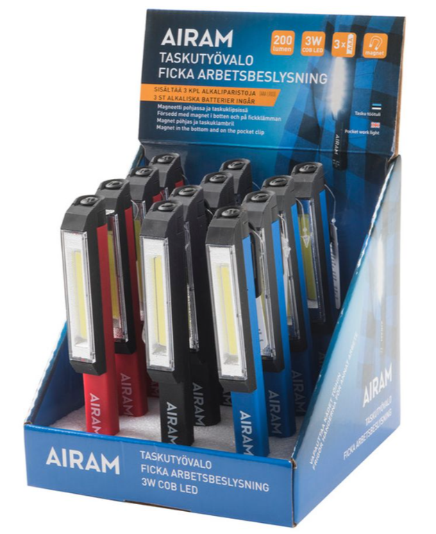 Taskulamp 3W 200lm  3xAAA (must, punane, sinine)