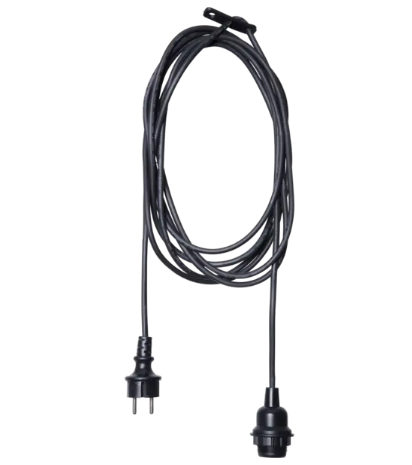 Lambipesa koos juhtmega, E27 must 2,5m