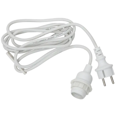 Lambipesa koos juhtmega, E27 valge 2,5m IP44
