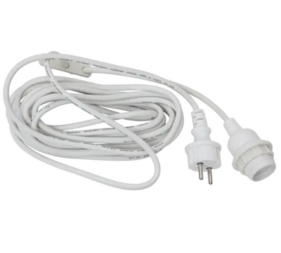 Lambipesa koos juhtmega, E27 valge 5m IP44