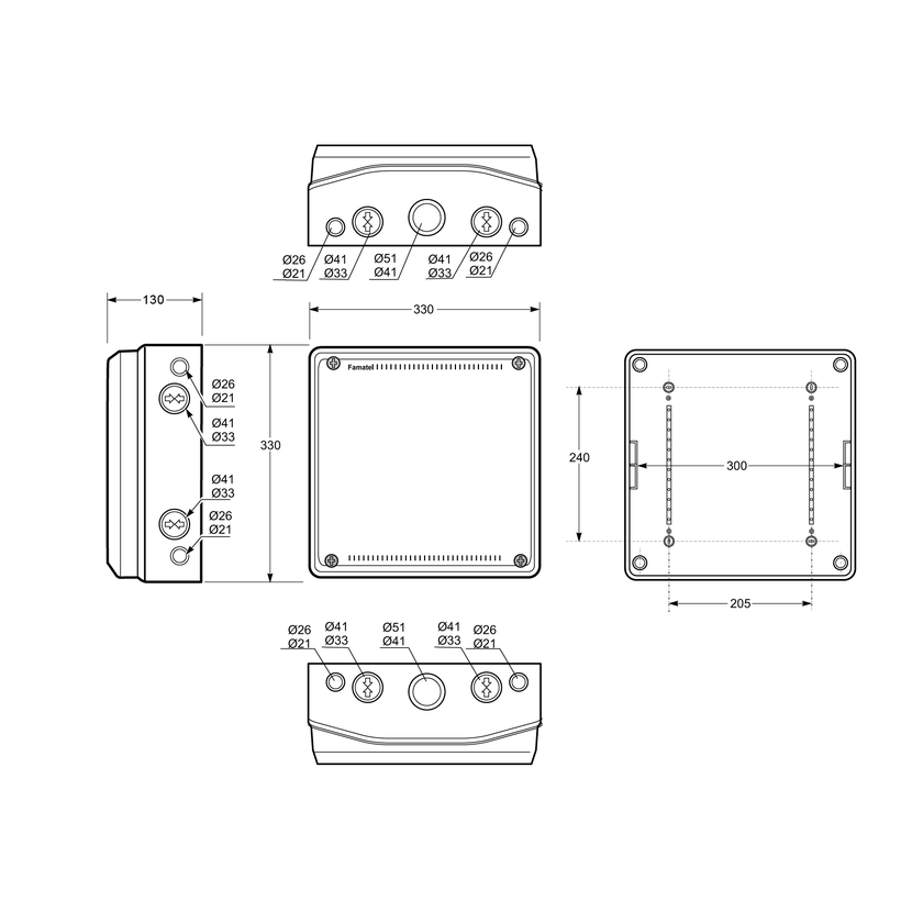 ABOX 330x330x130 IP65 hall