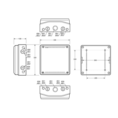 ABOX 330x330x130 IP65 hall