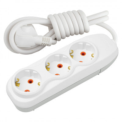 Pikendusjuhe 2,0m 3pesa IP20 valge 3x1,0mm2