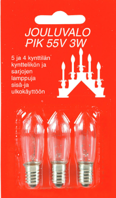 Advendiküünla lambid 3W 55V E10 klaar