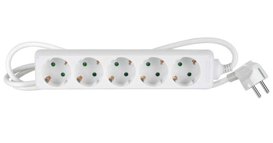 Pikendusjuhe 5pesa 1,5m 3x1,5 valge IP20