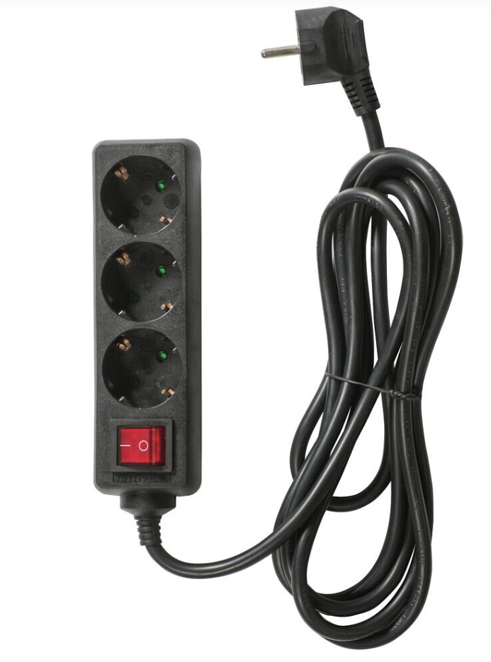 Pikendusjuhe 3m 3pesa+lüliti IP20 valge